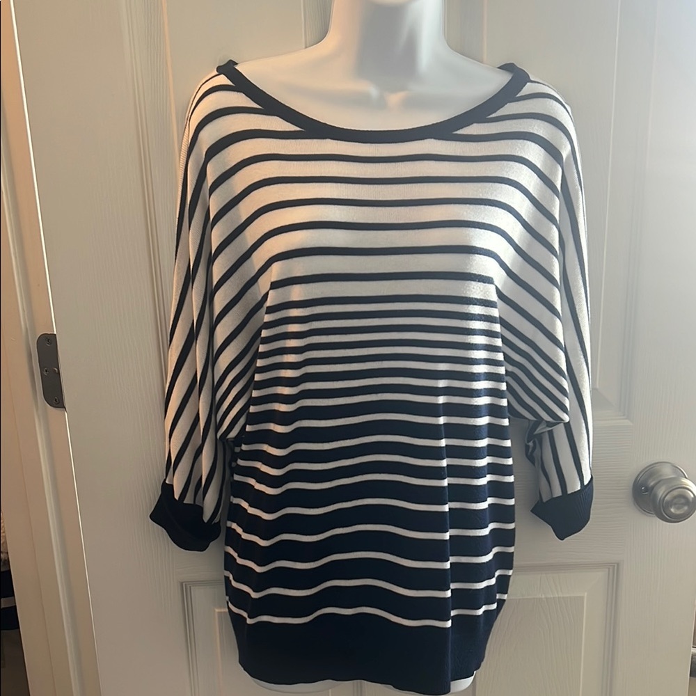 Striped Navy blue and White Top